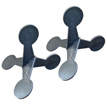 Load image into Gallery viewer, 22LR Rimfire Smallbore 1/4" A36 Mild Steel Shooting Targets - Flipping Jumping Jack 2.5" 2pc Set NOT WELDED (2-WJJ2.5-UWELD14A36)