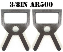Load image into Gallery viewer, 3/8" AR500 Steel Shooting Target 2pc Stand Bracket Mounts for 2x4 & 3/4" Pipe (1.050") or 3/4" EMT Conduit (2x4-HCB2AR500)