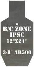 Load image into Gallery viewer, Magnum Target AR500 12x24 B/C Zone IPSC IDPA 3/8” Steel Shooting Target Rifle Gong Silhouette (BCZ12X241AR5001H)