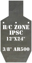 Load image into Gallery viewer, Magnum Target AR500 12x24 B/C Zone IPSC IDPA 3/8” Steel Shooting Target Rifle Gong Silhouette (BCZ12X241AR5003H)