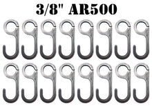 Load image into Gallery viewer, 3/8” AR500 4" Tall Steel Shooting Target Hanger Range Hooks 16pc for 3/4" EMT Conduit or 3/4" Pipe (1.050" OD) (CH16AR500)
