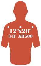 Load image into Gallery viewer, 3/8in AR500 12inx20in Combatant Silhouette Steel Target with three holes for mounting