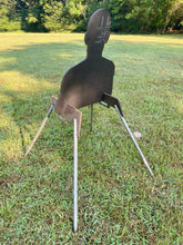 Load image into Gallery viewer, Portable 3/8" AR500 18"x22" Combatant Torso Hardened Steel Shooting Target Silhouette w/ Metal Ground Stand for 3/4" EMT Conduit (CSGT18x221AR500EMT)