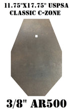 Load image into Gallery viewer, 3/8" AR500 USPSA / IPSC / IDPA Classic Target Metal Silhouette 11.75inx17.75in C-Zone Steel Gong with mounting hole