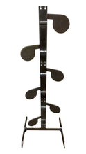 Load image into Gallery viewer, A 6 foot tall 3/8in AR500 metal shooting dueling tree target stand with six 6in paddles designed for reactive shooting practice and competition.