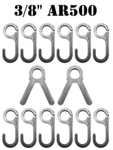 Load image into Gallery viewer, 14pc 3/8” AR500 Steel Target Conduit Stand Brackets & Hooks for 1" OD Pipe or 3/4" EMT Conduit (EMTCB2-CH12-KIT) (EMTCB2-CHLONG12-KIT)