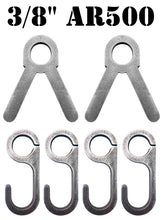 Load image into Gallery viewer, 6pc 3/8” AR500 Steel Target Conduit Stand Brackets & Hooks for 1" OD Pipe or 3/4" EMT Conduit (EMTCB2-CH4-KIT) (EMTCB2-CHLONG4-KIT)