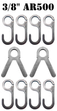 Load image into Gallery viewer, 10pc 3/8” AR500 Steel Target Conduit Stand Brackets & Hooks for 1" OD Pipe or 3/4" EMT Conduit (EMTCB2-CH8-KIT) (EMTCB2-CHLONG8-KIT)