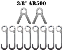 Load image into Gallery viewer, 10pc 3/8” AR500 Steel Target Conduit Stand Brackets & Hooks for 1" OD Pipe or 3/4" EMT Conduit (EMTCB2-CH8-KIT) (EMTCB2-CHLONG8-KIT)