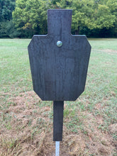 Load image into Gallery viewer, 3/8" AR500 Bundle - 66% 2/3 Scale IDPA/IPSC 12"x20" Steel Shooting Target w/ T-Post Spring Mount & 20" Protector Plate (G12x201S-SPRTPM1TP-PP1AR500)