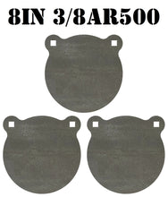 Load image into Gallery viewer, Magnum Target 8" x 3/8" AR500 Gong/Hanger Steel Shooting Target - Pistol & Rifle Plate 3pc Set (G83EAR500)