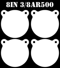 Load image into Gallery viewer, Magnum Target 8in 3/8" AR500 Gong/Hanger Steel Shooting Target - Pistol & Rifle Plate 4pc Set (G84WEAR500)