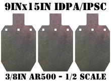 Load image into Gallery viewer, Magnum Target 9"x15" 3/8" AR500 1/2 Scale IDPA/IPSC Steel Shooting Gong Target 3pc (G9x153AR500)