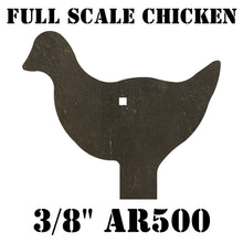 Load image into Gallery viewer, 13"x11" 3/8" AR500 NRA/IHMSA FULL SCALE Metallic Chicken Silhouette Gong - Steel Shooting Target (GFULLCHKN1AR500-1H)
