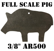 Load image into Gallery viewer, 22"x14" 3/8" AR500 NRA/IHMSA FULL SCALE Metallic Pig Silhouette Gong - Steel Shooting Target (GFULLPIG1AR500-1H)