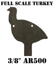 Load image into Gallery viewer, 23"x19" 3/8" AR500 NRA/IHMSA FULL SCALE Metallic Turkey Silhouette Gong - Steel Shooting Target (GFULLTRKY1AR500-2H)