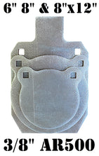 Load image into Gallery viewer, Magnum Target 3/8" AR500 Steel Target Gong 3pc Set 6" 8" and 8"X12" IDPA Shooting Silhouette (GIDPA8X12683EAR5)