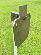 Load image into Gallery viewer, 3/8" AR500 8x12 IDPA/IPSC Steel Shooting Target w/ T-Post Hook (GIDPA8X121TPH1AR500-3H)