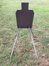 Load image into Gallery viewer, Magnum Target 3/8" AR500 FULL SIZE 18"x30" IDPA Hardened Steel Shooting Target Silhouette w/ Metal Ground Stand for 3/4" EMT Conduit (GT18x301AR500EMT)