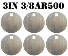 Load image into Gallery viewer, Magnum Target 3" x 3/8" AR500 NRA Gong/Hanger Steel Shooting Target - Pistol & Rifle Plate 6pc Set (H36AR500)
