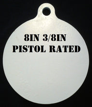Load image into Gallery viewer, 8 in Round NRA PISTOL ONLY Target - 3/8in. Mild Steel Target - 1pc. Metal Plate Set (H81WE-RND)