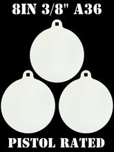 Load image into Gallery viewer, Magnum Target 8 in Round NRA PISTOL ONLY Target - 3/8in. Mild Steel Target - 3pc. Metal Plate Set (H83WE)