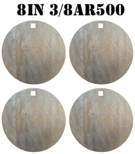Load image into Gallery viewer, Magnum Target 8 in. AR500 Gong/Hanger Shooting Target - 3/8 Thk Pistol & Rifle Gong - 4pc. Steel Target Set (H84AR500)