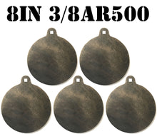 Load image into Gallery viewer, Magnum Target 8" x 3/8" AR500 Gong/Hanger Steel Shooting Target - Pistol & Rifle Plate 5pc Set (H85EAR500)