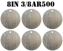 Load image into Gallery viewer, Magnum Target 8" x 3/8" AR500 Gong/Hanger Steel Shooting Target - Pistol & Rifle Plate 6pc Set (H86AR500)