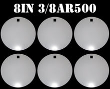 Load image into Gallery viewer, Magnum Target 8" x 3/8" AR500 Gong/Hanger Steel Shooting Target - Pistol & Rifle Plate 6pc Set (H86WAR500)