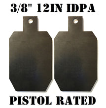 Load image into Gallery viewer, 12in Tall IDPA/IPSC PISTOL ONLY Targets - 3/8in. Mild Steel Plate - 1pc, 2pc, or 3pc Set