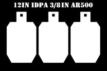 Load image into Gallery viewer, 7"x12" IDPA/IPSC 3/8" AR500 Steel Pistol & Rifle Targets - 3pc Metal Silhouette Set (HIDPA123WAR500)