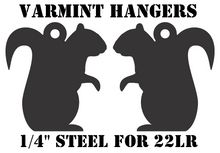 Load image into Gallery viewer, Magnum Target 2pc Squirrel Varmint/Animal Silhouette Hangers - 22LR Smallbore 1/4in Mild Steel Shooting Targets (HSQL2NP)