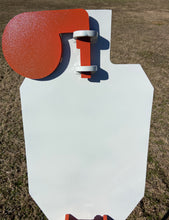 Load image into Gallery viewer, 12"x20" IDPA 2/3 Scale 3/8" AR500 Steel Hostage Reactive Shooting Target w/ 2x4 Mount & Stand (HT12x24SM2x4-1DT-KIT)
