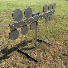 Load image into Gallery viewer, Magnum Target 3/8" AR500 Portable Revolving Plate Rack / Dueling Tree “No Weld” - Texas Star Type - Reactive Steel Shooting Target w/ 6in Paddles (RPR-10)