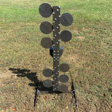 Load image into Gallery viewer, Magnum Target 3/8" AR500 Portable Revolving Plate Rack / Dueling Tree “No Weld” - Texas Star Type - Reactive Steel Shooting Target w/ 6in Paddles (RPR-10)