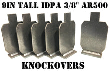 Load image into Gallery viewer, 9in Tall x 5in Wide 3/8" AR500 IDPA Knockover Steel Shooting Targets - Metal NRA Range Knock-downs 6pc Set (KI96NP38AR500)
