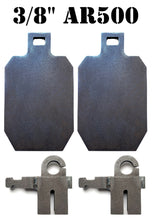 Load image into Gallery viewer, 3/8" AR500 2pc Interlocking Know Your Limits KYL 7"x12" IDPA/IPSC Steel Shooting Targets w/ T-Post Hooks for 3/4" EMT Conduit or 1" OD Pipe (KYL-TPPS2-HIDPA122-AR500-IL)