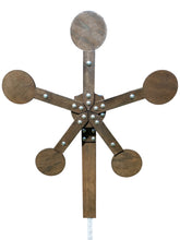 Load image into Gallery viewer, A portable 3/8in AR500 Texas Star steel shooting target with five 6in paddles, mounted on a Studded T-Post.