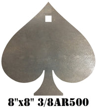 Load image into Gallery viewer, 8" x 3/8" AR500 Cowboy Action CAS Spade - Suit / Playing Card Steel Shooting Target (SUIT8AR500-1PC-SPADE)