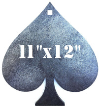 Load image into Gallery viewer, A 11inx12in 3/8in AR500 spade steel shooting target silhouette with center hole for mounting, intended for use in shooting practice.