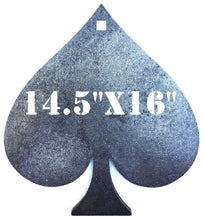 Load image into Gallery viewer, A 14.5inx16in 3/8in AR500 spade steel shooting target silhouette with center hole for mounting, intended for use in shooting practice.