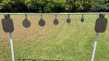 Load image into Gallery viewer, 3/8" AR500 Interlocking Know Your Limits KYL 2" 3" 4" 5" 6" & 7"x12" IDPA/IPSC Steel Shooting Targets w/ Hooks for 3/4" EMT Conduit or 1" OD Pipe (KYL-TPPS2-HIDPA122-H23456E-CH5-AR500-IL)