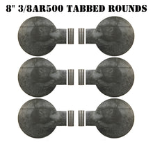 Load image into Gallery viewer, Magnum Target 8" x 3/8" AR500 Steel Target Tabbed Rounds for Plate Racks, Dueling Trees & Swingers w/ Tubes (TR86AR500T)