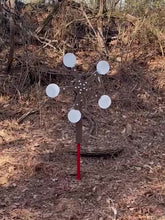 Load and play video in Gallery viewer, 3/8" AR500 Portable “No Weld Required” Mini Texas Star Reactive Steel Shooting Target w/ 6in Paddles for T-Post (MINI-TS-6-TP)