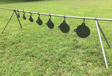 Load image into Gallery viewer, 3/8” AR500 4" Tall Steel Shooting Target Hanger Range Hooks 8pc for 3/4" EMT Conduit or 3/4" Pipe (1.050" OD) (CH8AR500)