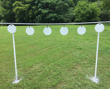 Load image into Gallery viewer, 3/8” AR500 4" Tall Steel Shooting Target Hanger Range Hooks 4pc for 3/4" EMT Conduit or 3/4" Pipe (1.050" OD) (CH4AR500)