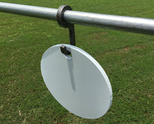 Load image into Gallery viewer, 3/8” AR500 Steel Shooting Target Conduit T-Post Pipe Stand Mounts and Hooks for 3/4" EMT Conduit or 3/4" Pipe (1.050" OD) - 2 Mounts / 8 Hooks (TPPS2-CH8-KIT)