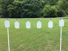 Load image into Gallery viewer, 3/8” AR500 Steel Shooting Target Conduit T-Post Pipe Stand Mounts and Hooks for 3/4" EMT Conduit or 3/4" Pipe (1.050" OD) - 2 Mounts / 4 Hooks (TPPS2-CH4-KIT)