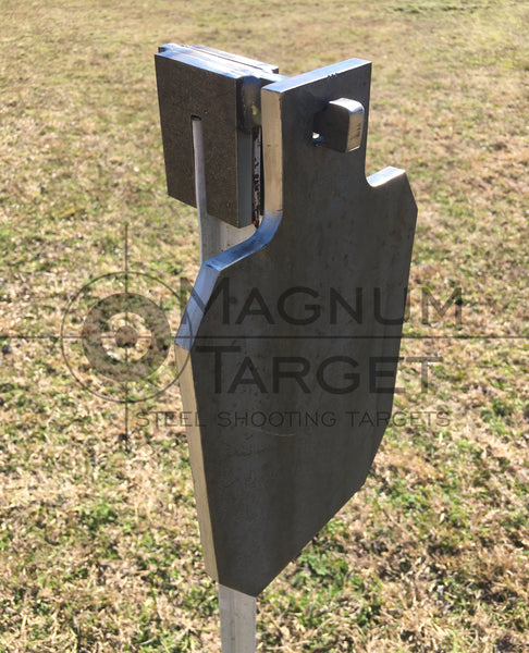 Magnum Target Interlocking 12” Tall IDPA/IPSC Steel Shooting Target 3/8" AR500 Range Target w/T-Post Hook